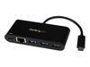 StarTech.com 3 Port USB-C Hub with Gigabit Ethernet & 60W Power Delivery Passthrough Laptop Charging, USB-C to 3x USB-A (USB 3.0 SuperSpeed 5Gbps), USB 3.1/USB 3.2 Gen 1 Type-C Adapter Hub - Windows/macOS/Linux (HB30C3AGEPD) - hub - 3 ports_thumb_1