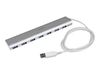 StarTech.com 7 Port Compact USB 3.0 Hub with Built-in Cable - Aluminum USB Hub - Silver USB3 Hub with 20W Power Adapter (ST73007UA) - USB peripheral sharing switch - 7 ports_thumb_1