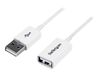 StarTech.com 2m White USB 2.0 Extension Cable Cord - A to A - USB Male to Female Cable - 1x USB A (M), 1x USB A (F) - White, 2 meter (USBEXTPAA2MW) - USB extension cable - USB to USB - 2 m_thumb_1