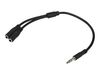StarTech.com 3.5mm Audio Extension Cable - Slim Audio Splitter Y Cable and Headphone Extender - Male to 2x Female AUX Cable (MUY1MFFS) - audio splitter - 20 cm_thumb_3