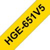Brother Laminated Tape HGE-651V5 - 24 mm x 8 m - Black on Yellow_thumb_1