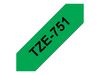 Brother laminated tape TZe-751 - Black on green_thumb_1