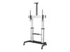 StarTech.com Mobile TV Stand, Heavy Duty TV Cart for 60-100" Display (100kg/220lb), Height Adjustable Rolling Flat Screen Floor Standing on Wheels, Universal Television Mount w/Shelves - W/ 2 equipment shelves cart - for flat panel - black, silver_thumb_1