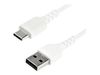 StarTech.com 2m USB A to USB C Charging Cable - Durable Fast Charge & Sync USB 2.0 to USB Type C Data Cord - Aramid Fiber M/M 60W White - USB Typ-C-Kabel - 2 m_thumb_1