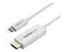 StarTech.com 6ft (2m) USB C to HDMI Cable - 4K 60Hz USB Type C DP Alt Mode to HDMI 2.0 Video Display Adapter Cable - Works w/Thunderbolt 3 (CDP2HD2MWNL) - external video adapter - VL100 - white_thumb_1