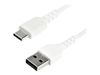 StarTech.com 1M USB A to USB C Charging Cable - Durable Fast Charge & Sync USB 2.0 to USB Type C Data Cord - Aramid Fiber M/M 60W White - USB-C cable - 1 m_thumb_2