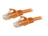 StarTech.com 3m CAT6 Ethernet Cable - Orange Snagless Gigabit CAT 6 Wire - 100W PoE RJ45 UTP 650MHz Category 6 Network Patch Cord UL/TIA (N6PATC3MOR) - Patch-Kabel - 3 m - orange_thumb_1