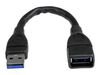 StarTech.com 6in Short USB 3.0 Extension Adapter Cable (USB-A Male to USB-A Female) - USB 3.1 Gen 1 (5Gbps) Port Saver Cable - Black (USB3EXT6INBK) - USB extension cable - USB Type A to USB Type A - 15.2 cm_thumb_1