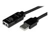 StarTech.com 15m USB 2.0 Active Extension Cable - M/F - 15 meter USB 2.0 Repeater Cable Cord - USB A Male to USB A Female - 15 m, Black (USB2AAEXT15M) - USB extension cable - USB to USB - 15 m_thumb_1