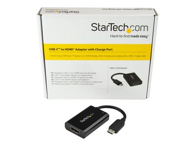 StarTech.com USB C to HDMI 2.0 Adapter 4K 60Hz with 60W Power Delivery Pass-Through Charging - USB Type-C to HDMI Video Converter - Black - external video adapter - black_thumb