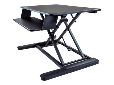 StarTech.com Sitz-Steh Schreibtischaufsatz mit Tastaturablagefach - Oberfläche 89 x 53 cm - Ergonomischer Höhenverstellbarer Stehpult/Steharbeitsplatz - Platz für 2 Monitore - vormontiert (ARMSTSLG) - stehender Tischwandler - rechteckig - Schwarz_thumb