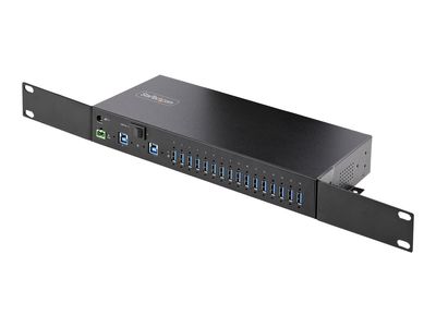 StarTech.com 16-Port Industrial USB 3.0 Hub 5Gbps, Metal, DIN/Surface/Rack Mountable, ESD Protection, Terminal Block Power, up to 120W Shared USB Charging, Dual-Host Hub/Switch (5G16AINDS-USB-A-HUB) - Hub - industriell - 16 Anschlüsse - an Rack montierbar_1