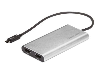 StarTech.com Thunderbolt 3 to Dual HDMI 2.0 Adapter - 4K 60Hz Dual Monitor TB3 HDMI Video Adapter - Thunderbolt 3 Certified -Mac & Windows - external video adapter - silver_thumb
