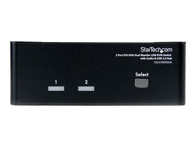 StarTech.com Dual DVI VGA 2 Port Monitor Audio Switch 2-fach KVM Umschalter USB 2.0 1920x1200 - 2 x USB 2.0 4 x DVI-I 4 x Klinke (Buchse) - KVM-/Audio-/USB-Switch - 2 Anschlüsse_2