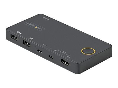 StarTech.com 2 Port Hybrid KVM Switch HDMI + USB-A & USB-C - 4K 60Hz HDMI 2.0 Monitor - Kompakter Desktop und/oder Laptop HDMI KVM Umschalter - USB Bus Powered - Thunderbolt 3 Kompatibel (SV221HUC4K) - KVM-/Audio-Switch - 2 Anschlüsse_1