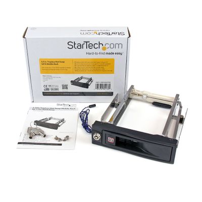 StarTech.com 5.25in Trayless Hot Swap Mobile Rack for 3.5in Hard Drive - Internal SATA Backplane Enclosure - Lockable drive bay (HSB100SATBK) - storage mobile rack_6