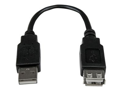 StarTech.com 6in USB 2.0 Extension Adapter Cable A to A - M/F - USB extension cable - USB (M) to USB (F) - USB 2.0 - 5.9 in - black - USBEXTAA6IN - USB extension cable - USB to USB - 15 cm_5