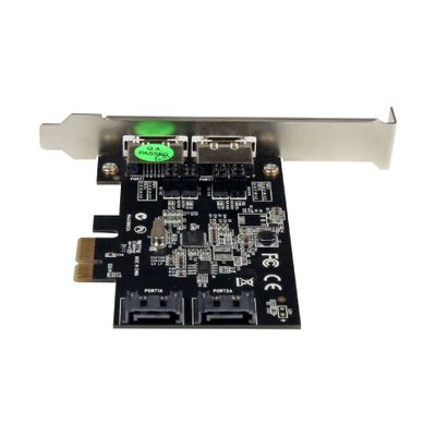 StarTech.com 2 Port PCI Express SATA 6 Gbps eSATA Controller Card - Dual Port PCIe SATA III Card - 2 Int/2 Ext - SATA III 6Gbps (PEXESAT322I) - storage controller - SATA 6Gb/s / eSATA 6Gb/s - PCIe x1_2