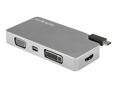 StarTech.com USB C Multiport Video Adapter with HDMI, VGA, Mini DisplayPort or DVI, USB Type C Monitor Adapter to HDMI 2.0 or mDP 1.2 (4K 60Hz), VGA or DVI (1080p), Space Gray Aluminum - 4-in-1 USB-C Converter (CDPVDHDMDP2G) - video interface converter_6