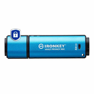 Kingston USB flash drive IronKey Vault Privacy 50C - USB 3.2 Gen 1 - 32 GB - black/blue_thumb