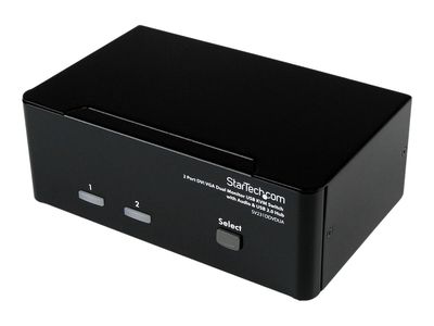 StarTech.com Dual DVI VGA 2 Port Monitor Audio Switch 2-fach KVM Umschalter USB 2.0 1920x1200 - 2 x USB 2.0 4 x DVI-I 4 x Klinke (Buchse) - KVM-/Audio-/USB-Switch - 2 Anschlüsse_1