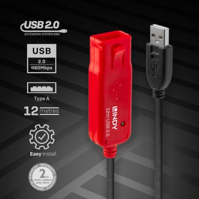 Lindy 42782 USB Kabel USB 2.0 12 m USB A 0,48 Gbit/s Schwarz_3