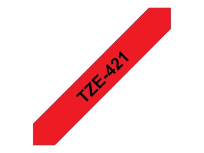 Brother Laminated Tape P-Touch TZe-421 - 9 mm x 8 mm - Black on Red_4