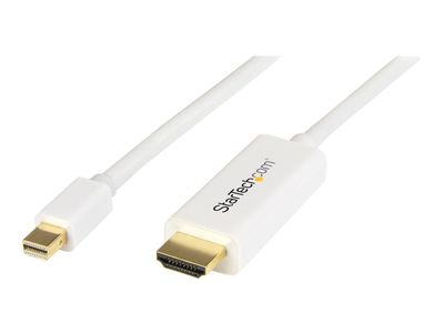 StarTech.com Mini DisplayPort to HDMI Converter Cable - 3 ft (1m) - mDP to HDMI Adapter with Built-in Cable - (M / M) Ultra HD 4K - White (MDP2HDMM1MW) - video cable - 1 m_thumb