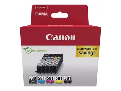 Canon Tintenpatrone PGI-580/CLI-581 PGBK/C/M/Y/BK - 5er Pack - Schwarz, Gelb, Cyan, Magenta, pigmentiertes Schwarz_thumb