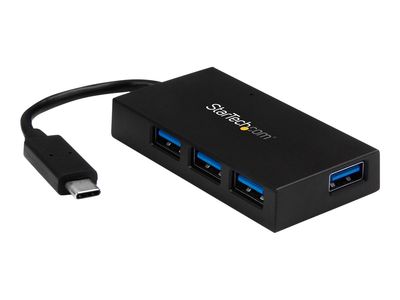 StarTech.com 4 Port USB C Hub - USB Typ-C Hub mit 4x USB-A Ports (USB 3.0/3.1 Gen 1 SuperSpeed 5Gbit/s) - USB Busbetrieben oder Netzteilversorgung(inkl.) - Reise USB-C auf USB-A BC 1.2 Hub (HB30C4AFS) - Hub - 4 Anschlüsse_1