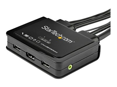 StarTech.com 2 Port HDMI KVM Switch - 4K 60Hz - Compact UHD HDMI USB KVM Switch with 4ft Cables & Audio - Bus Powered & Remote Switching (SV211HDUA4K) - KVM / audio switch - 2 ports_5