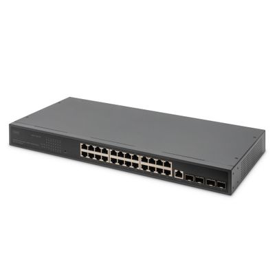 DIGITUS 19" Switch - 29 Ports - 24 RJ45 Ports (10/100/1000) - 4x 10G SFP+ - 1x Uplink_2