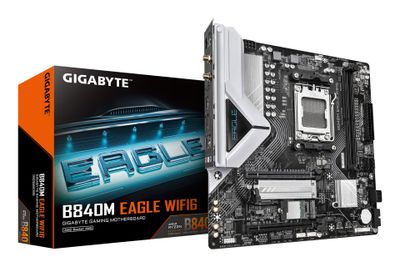 GIGABYTE B840M EAGLE WIFI6 Mainboard – AMD Ryzen 9000 Prozessoren, 5+2+2 Phasen VRM, bis zu 7600 MHz DDR5 (O.C.), 1 x M.2 PCIe 4.0 + 1 x M.2 PCIe 3.0, Wi-Fi 6, 2.5 GbE LAN, USB 3.2 Gen 1_thumb