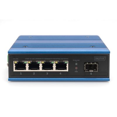 DIGITUS Industrial Ethernet Switch - 5 Ports - 4x Base-Tx (10/100/1000) - 1x Base-Fx (1000) SFP - PoE_thumb
