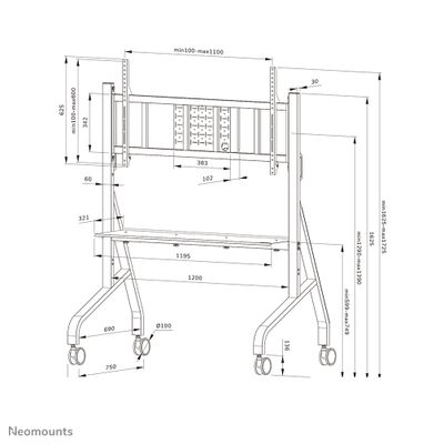 Neomounts FL50-575WH1 TV trolley 65-115" - fast installation - TÜV_19