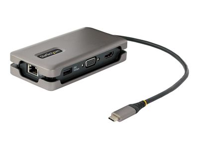 StarTech.com USB-C Multiport Adapter, HDMI/VGA, 4K 60Hz Video, 3-Port USB Hub, 100W Power Delivery Pass-Through, GbE, USB Type-C Travel Dock w/ Charging, 1ft/30cm Wrap-Around Cable - Mini Laptop Docking Station (DKT31CVHPD3) - Dockingstation - USB-C - VGA_6