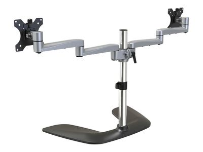 StarTech.com Dual Monitor Stand, Ergonomic Desktop Monitor Stand for up to 32" VESA Displays, Free-Standing Articulating Universal Computer Monitor Mount, Adjustable Height, Silver - Easy & Quick Assembly stand - for 2 monitors - black, silver_4