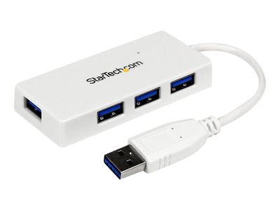 StarTech.com 4 Port USB 3.0 SuperSpeed Hub - Weiß - Portabler externer Mini USB Hub mit eingebautem Kabel - Hub - 4 Anschlüsse_1