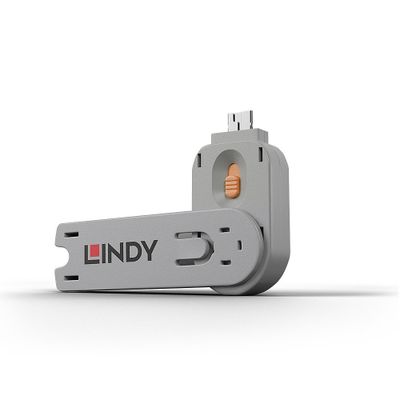 Lindy 40623 Schnittstellenblockierung Türblockierschlüssel USB Typ-A Orange Acrylnitril-Butadien-Styrol (ABS) 1 Stück(e)_thumb