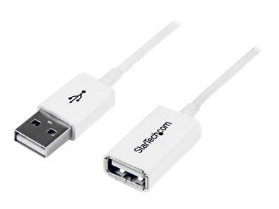 StarTech.com 2m White USB 2.0 Extension Cable Cord - A to A - USB Male to Female Cable - 1x USB A (M), 1x USB A (F) - White, 2 meter (USBEXTPAA2MW) - USB extension cable - USB to USB - 2 m_thumb
