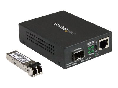 StarTech.com Gigabit Ethernet Glasfaser Medienkonverter - 850nm MM LC - 500m - Mit MM SFP Transceiver - Für 10/100/1000 Netzwerke - Medienkonverter - 10Mb LAN, 100Mb LAN, 1GbE_2