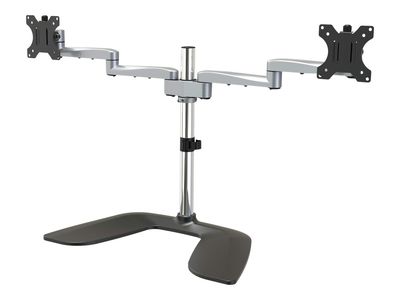 StarTech.com Dual Monitor Stand, Ergonomic Desktop Monitor Stand for up to 32" VESA Displays, Free-Standing Articulating Universal Computer Monitor Mount, Adjustable Height, Silver - Easy & Quick Assembly stand - for 2 monitors - black, silver_thumb