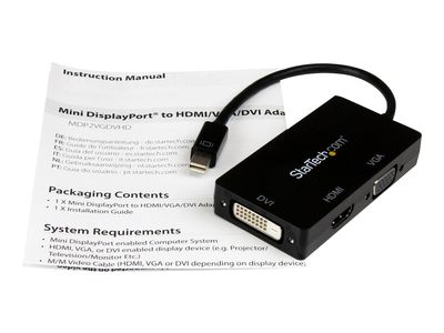 StarTech.com 3 in 1 Mini DisplayPort Adapter - 1080p - Mini DP / Thunderbolt to HDMI / VGA / DVI Splitter for Your Monitor (MDP2VGDVHD) - Videokonverter - Schwarz_2