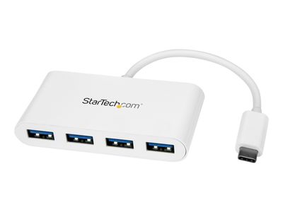 StarTech.com USB-C Hub - 4 Port USB 3.0 - USB C auf 4x USB-A - Bus Powered - Weiß - Kompakter USB C Hub - USB Typ-C Adapter - Hub - 4 Anschlüsse_thumb