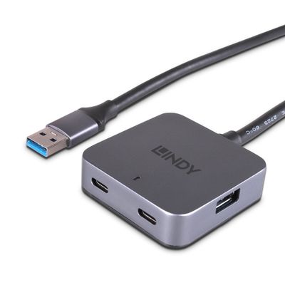 Lindy 43388 Schnittstellen-Hub USB 3.2 Gen 1 (3.1 Gen 1) Type-A 5000 Mbit/s Schwarz, Grau_2
