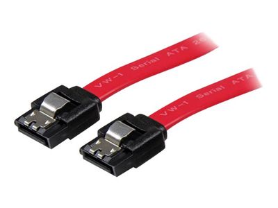 StarTech.com 18in Latching SATA Cable - SATA cable - Serial ATA 150/300/600 - SATA (R) to SATA (R) - 1.5 ft - latched - red - LSATA18 - SATA cable - 46 cm_1
