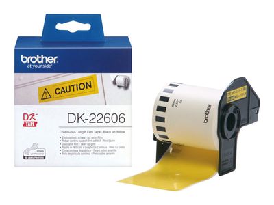 Brother Continuous Label Film P-Touch DK22606 - 62 mm x 15.24 m - Black on Yellow_1