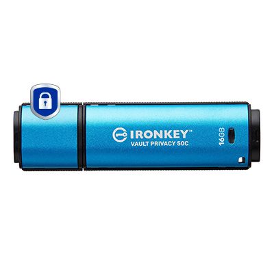 Kingston USB-Stick IronKey Vault Privacy 50C - USB 3.2 Gen 1 - 16 GB - Schwarz/Blau_thumb