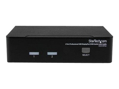 StarTech.com 2 Port DisplayPort KVM Switch - 2560x1600 @60Hz - Dual Port DP USB, Keyboard, Video, Mouse Switch Box w/ Audio for Computers and Monitors (SV231DPUA) - KVM / audio switch - 2 ports_2