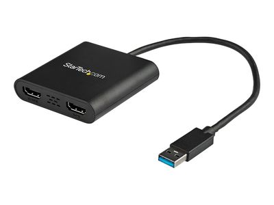 StarTech.com USB 3.0 to Dual HDMI Adapter, 1x 4K 30Hz & 1x 1080p, External Video & Graphics Card, USB Type-A to HDMI Dual Monitor Display Adapter Dongle, Supports Windows Only, Black - USB to Dual HDMI Adapter (USB32HD2) - adapter cable - HDMI / USB - TAA_1